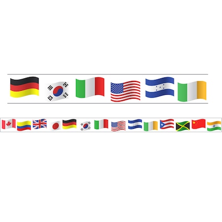 Charles Leonard Magnetic Border-Trim, Rectangle Cut, World Flags Theme, 24 Feet/Pack, PK2 28108
